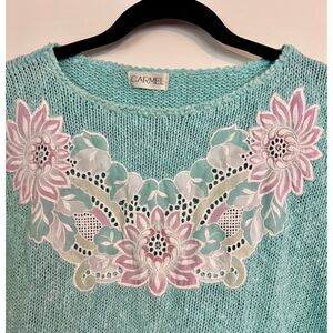 Vintage 80s Mint Cotton Knit Top Spring Lightweight